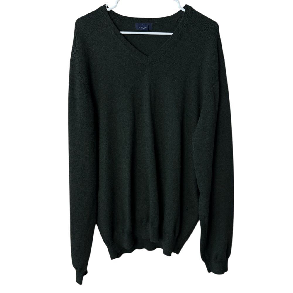Brooks Brothers‎ 346 Sweater Mens Size XL Green Merino Wool Blend V Neck Stretch